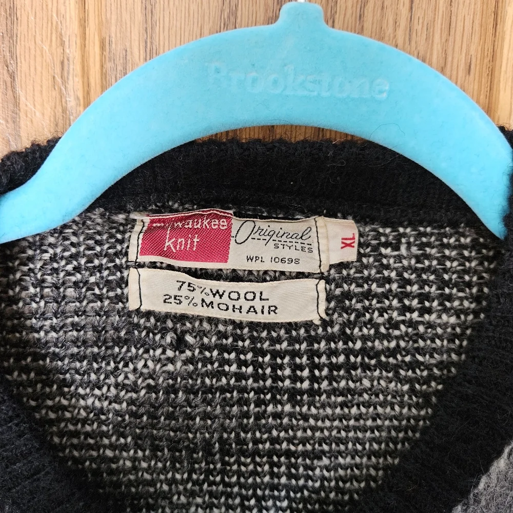 Vintage 1960's Original Styles Wool/Mohair Zip Cardigan size XL - Picture 5 of 5